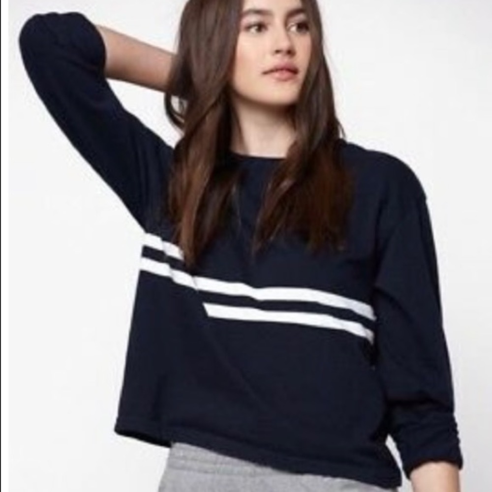 Brandy Melville navy/cream striped long sleeve acacia top